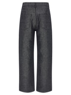 Gray Linen Straight-Leg Jeans