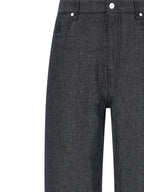 Gray Linen Straight-Leg Jeans