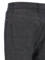Gray Linen Straight-Leg Jeans