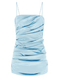 Blue Acetate Short Dress