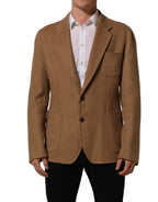 Brown Single Breasted 2 Button Suit Jacket