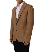 Brown Single Breasted 2 Button Suit Jacket