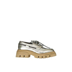 Gold Leather Platform Loafers
