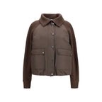 Brown Polyester Full-Length Jacket