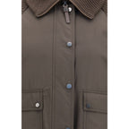 Brown Polyester Full-Length Jacket