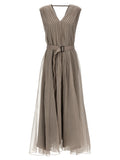 Beige Silk Long Dress