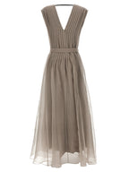 Beige Silk Long Dress
