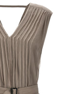 Beige Silk Long Dress