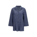 Blue Cotton Full-Length Jacket