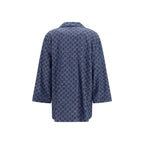 Blue Cotton Full-Length Jacket