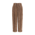 Brown Viscose Casual Pants