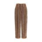 Brown Viscose Casual Pants