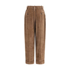 Brown Viscose Casual Pants