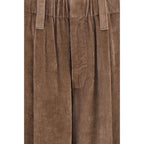 Brown Viscose Casual Pants
