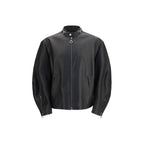 Black Calf Leather Bos Taurus Biker Jacket