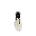 White Fabric Low Top Sneakers