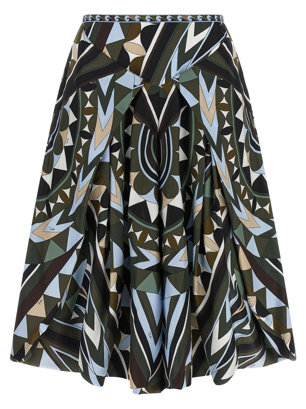 Multicolor Silk Midi Skirt