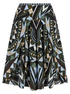 Multicolor Silk Midi Skirt