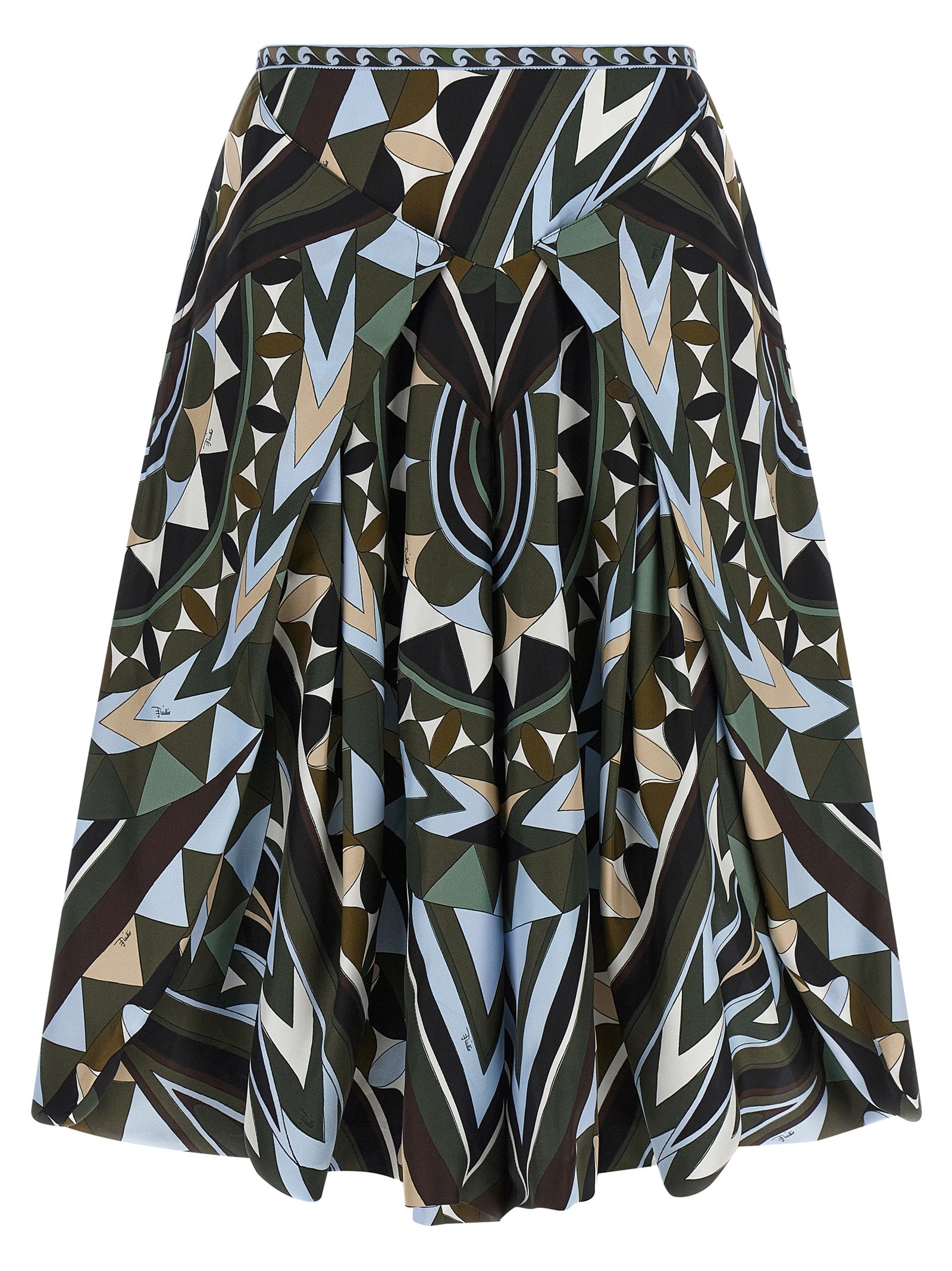 Multicolor Silk Midi Skirt