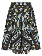 Multicolor Silk Midi Skirt