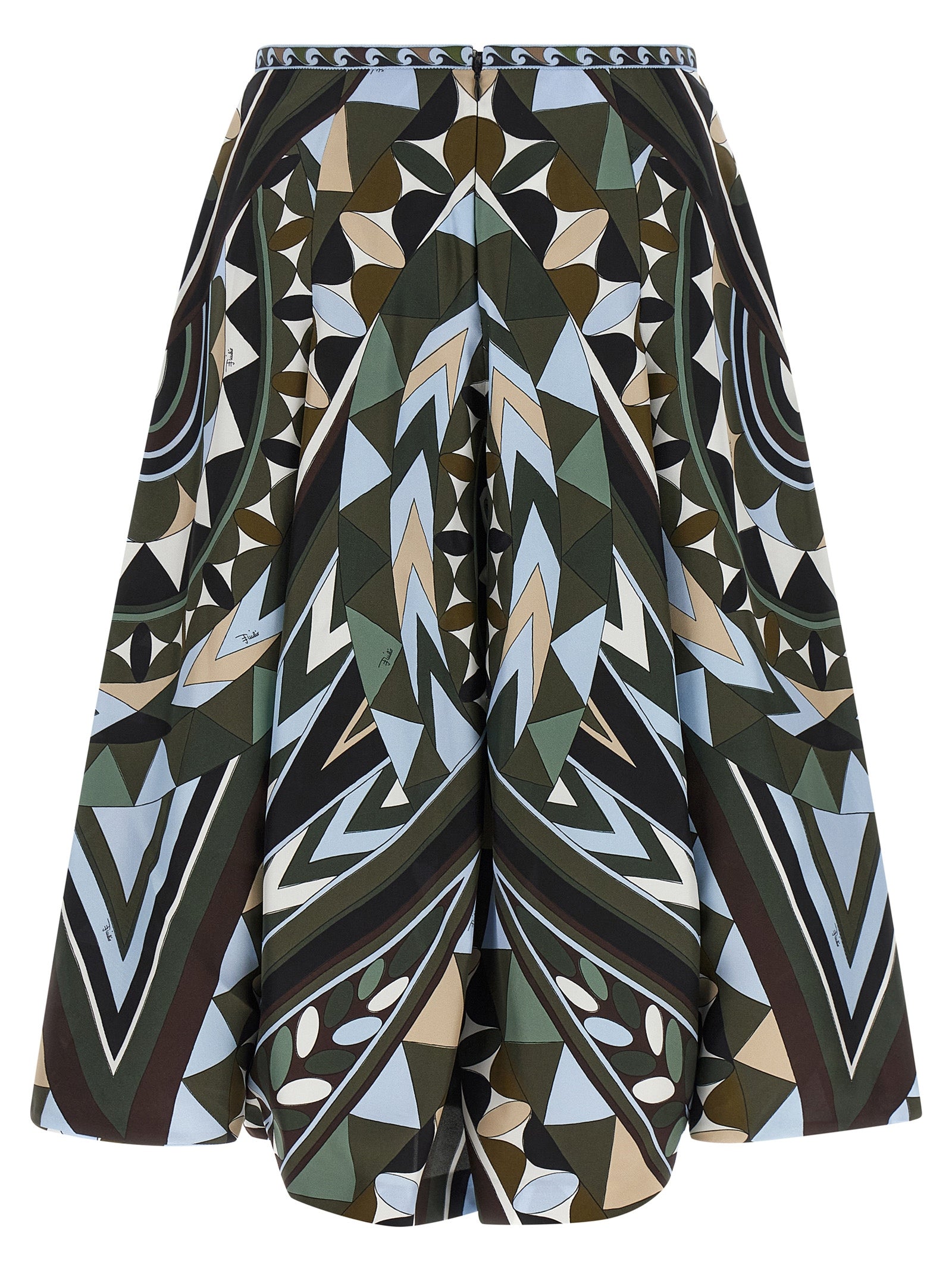 Multicolor Silk Midi Skirt