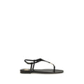 Black Calf Leather Bos Taurus Flat Sandals
