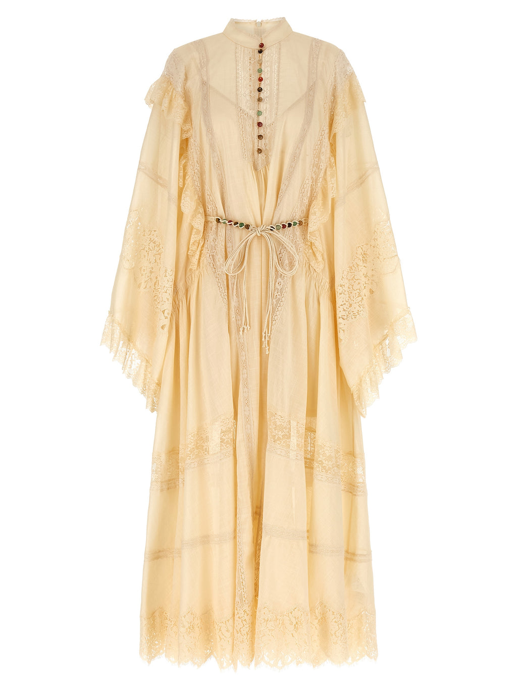 Beige Cotton Midi Dress