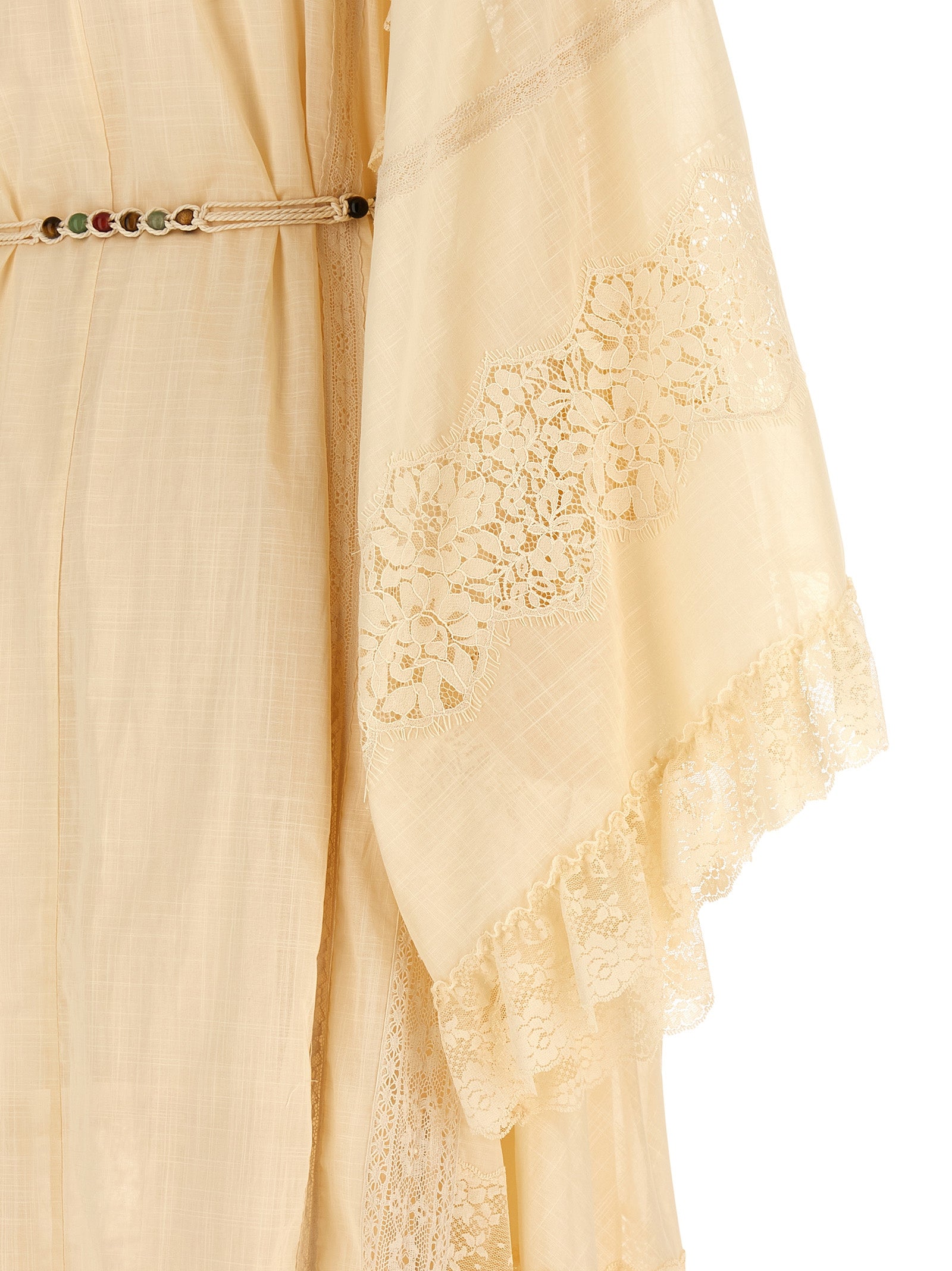 Beige Cotton Midi Dress
