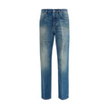 Blue Cotton Straight-Leg Jeans