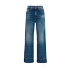 Blue Cotton Bootcut Jeans