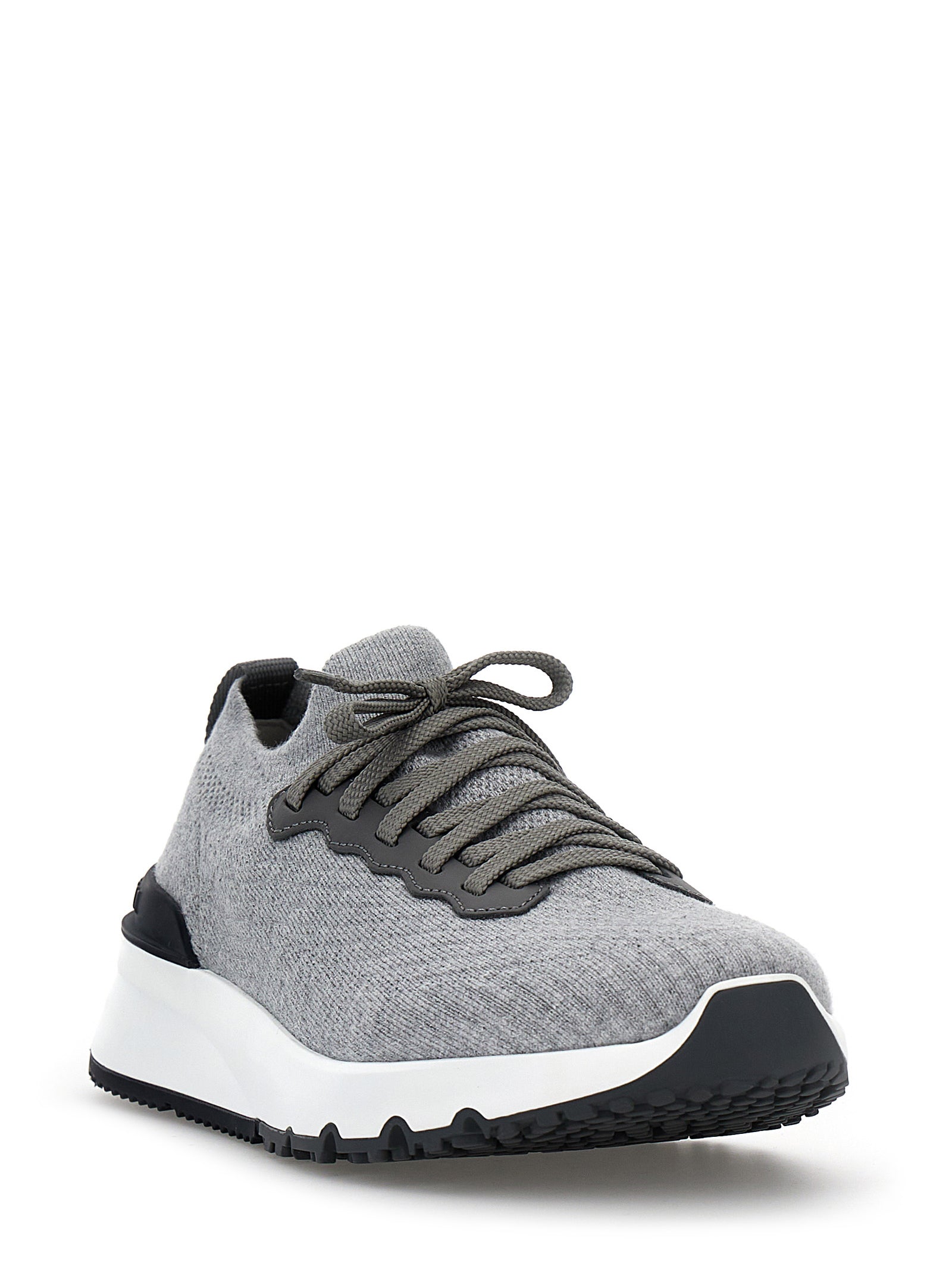 Gray Cotton Athletic Sneakers
