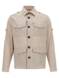 Beige Cotton Full-Length Jacket