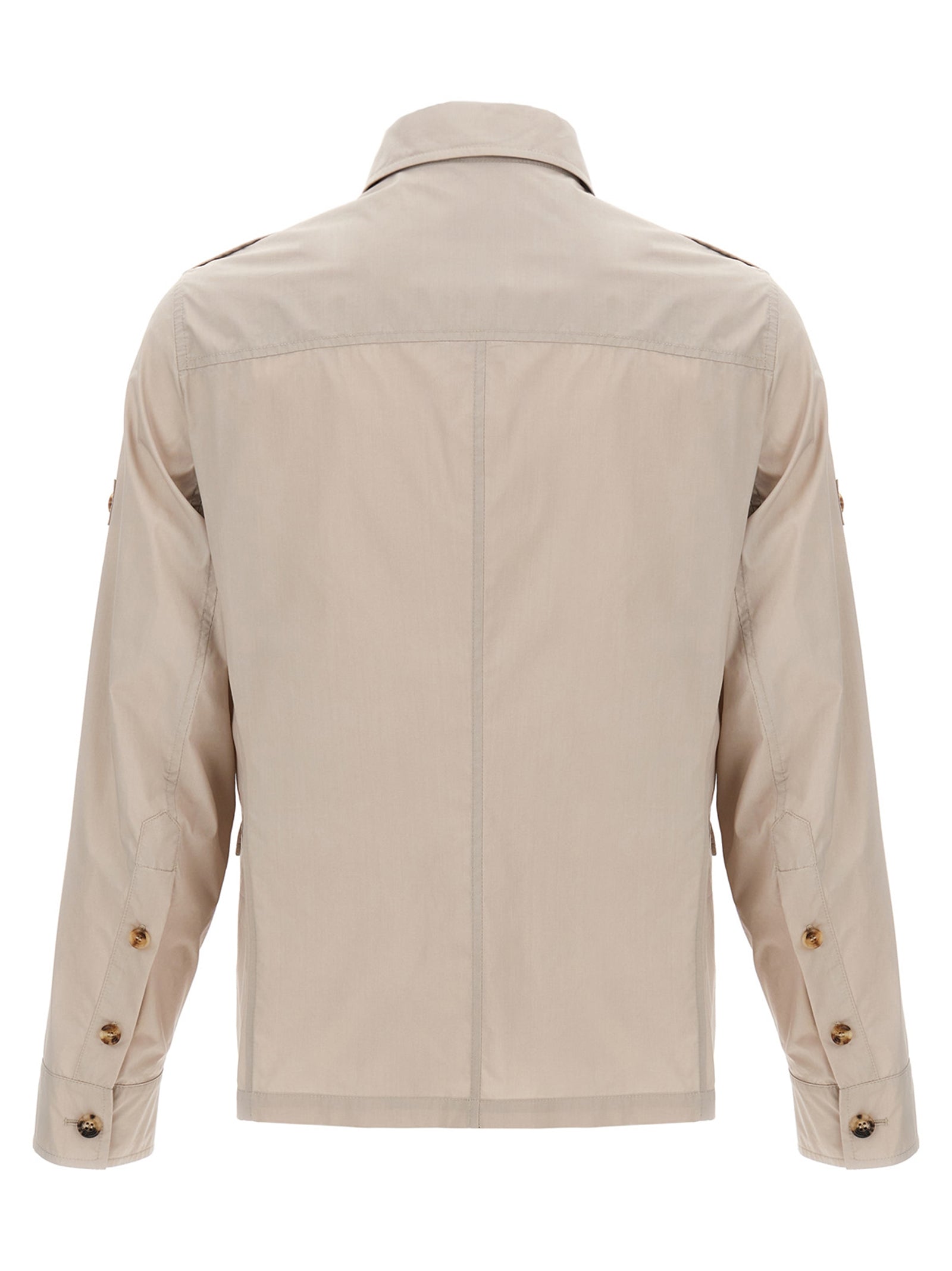 Beige Cotton Full-Length Jacket