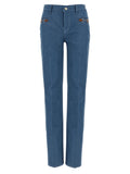 Blue Cotton Straight-Leg Jeans