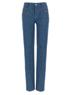Blue Cotton Straight-Leg Jeans