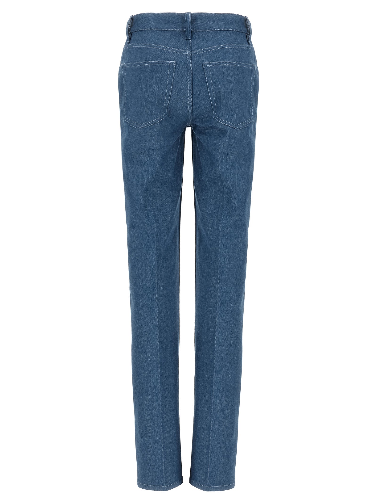 Blue Cotton Straight-Leg Jeans