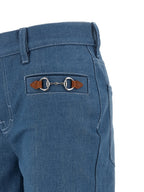 Blue Cotton Straight-Leg Jeans