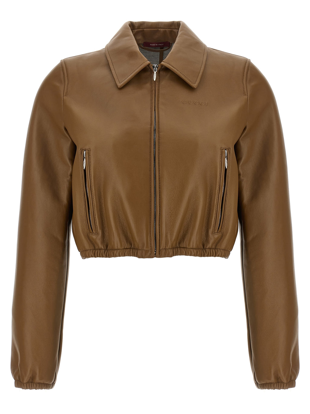 Beige Lamb Leather Leather Jacket