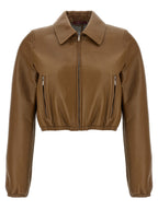 Beige Lamb Leather Leather Jacket