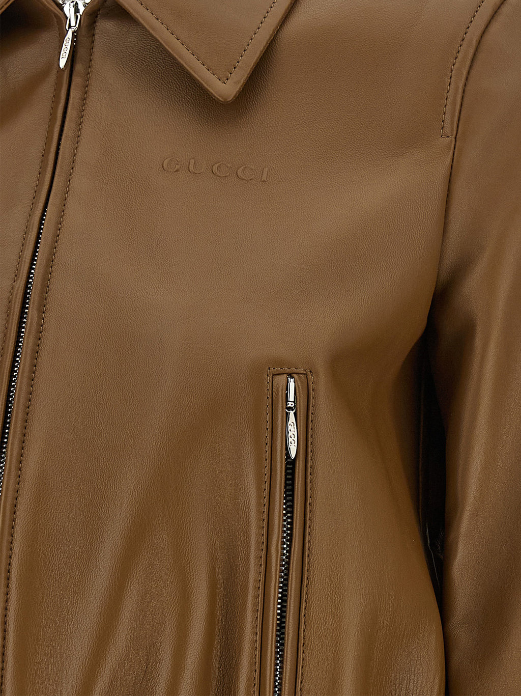 Beige Lamb Leather Leather Jacket