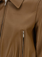 Beige Lamb Leather Leather Jacket