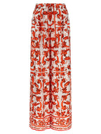 Orange Silk Flared Pants