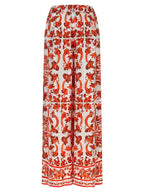 Orange Silk Flared Pants
