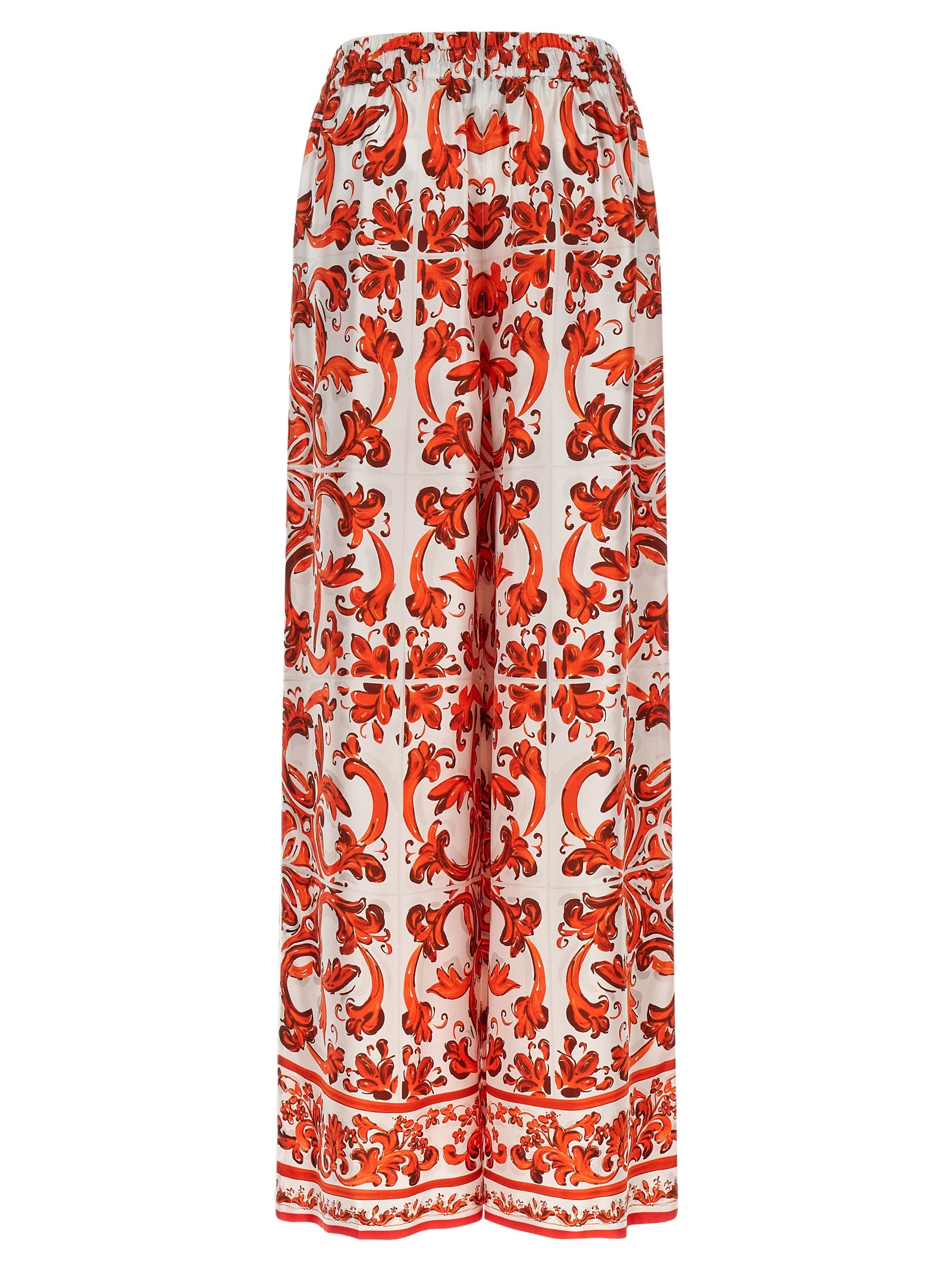 Orange Silk Flared Pants