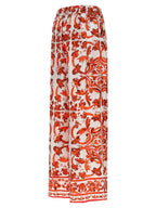 Orange Silk Flared Pants