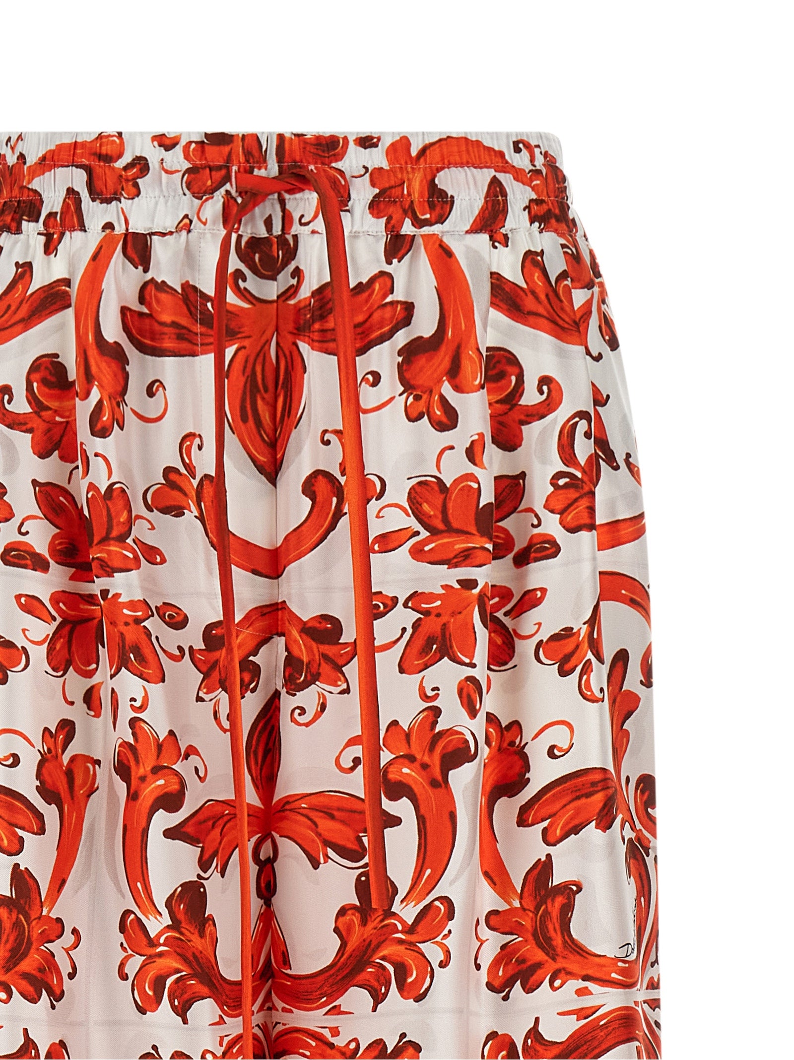 Orange Silk Flared Pants