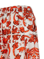 Orange Silk Flared Pants