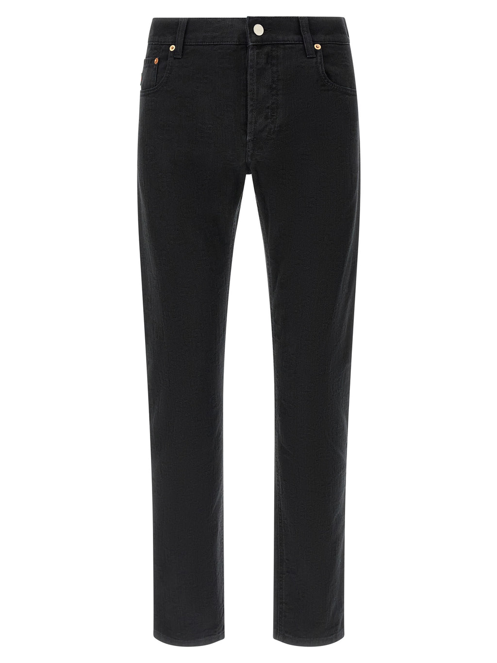 Black Cotton Straight-Leg Jeans