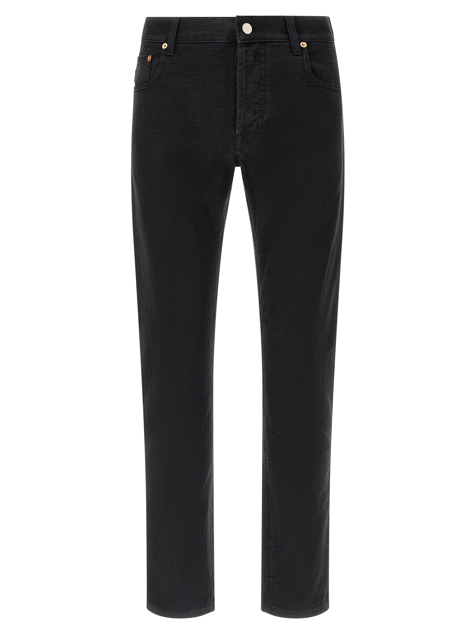 Black Cotton Straight-Leg Jeans