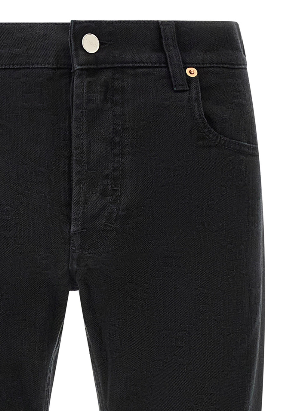 Black Cotton Straight-Leg Jeans